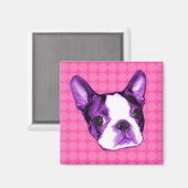 水玉模様ボストンテリアパピーマグネット マグネット (正面/裏面)