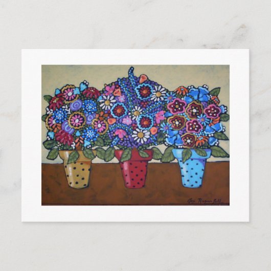 水玉模様ポット ポストカード (正面)