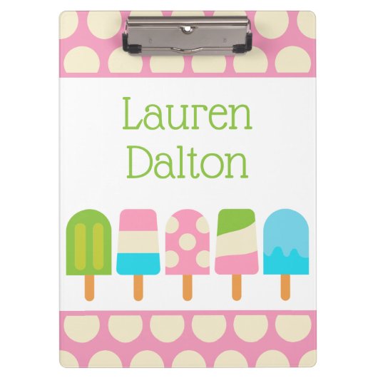 水玉模様ポップスパーソナライズされたクリップボード クリップボード (正面)