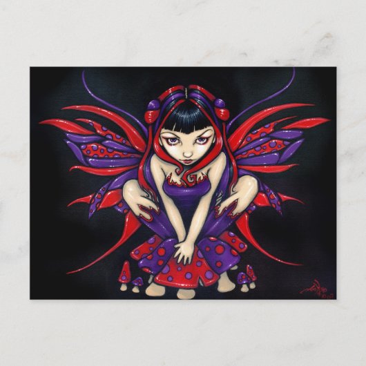 「水玉模様マッシュルーム妖精」はがき ポストカード (正面)