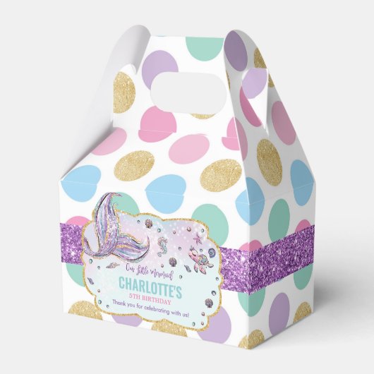 水玉模様マーメイド誕生日ベビーシャワーありがとう フェイバーボックス (裏面サイド)