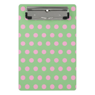水玉模様ミニクリップボード(Sage Green & Pastel Pink) ミニクリップボード