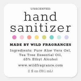 水玉模様ミニマリストハンドサニタイザソープ スクエアシール