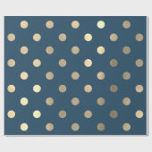 水玉模様ミニマルブルーネイビー金ゴールドセピアメタルフェイク ラッピングペーパー (フラット)