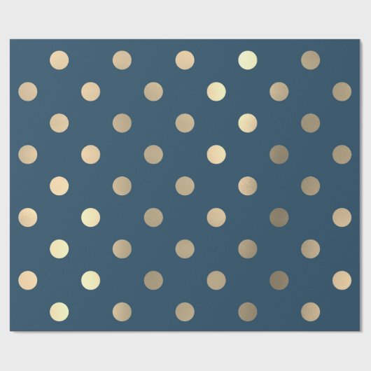 水玉模様ミニマルブルーネイビー金ゴールドセピアメタルフェイク ラッピングペーパー (フラット)