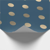 水玉模様ミニマルブルーネイビー金ゴールドセピアメタルフェイク ラッピングペーパー (角)