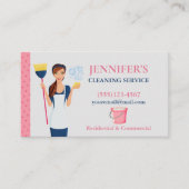水玉模様メイドハウスクリーニングサービス 名刺 (正面)