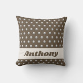 水玉模様メタリック銀とダークブラウン斑点 クッション (正面)