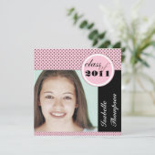 水玉模様モダンの卒業パーティー 招待状 (スタンド正面)