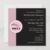 水玉模様モダンの卒業パーティー 招待状 (裏面)