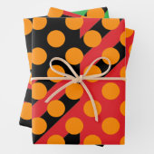 水玉模様モダンイエローブルーレッドパンプキンオレンジ ラッピングペーパーシート (インサイチュ)