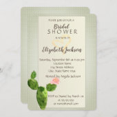 水玉模様モダンサボテンハートブライダルシャワー 招待状 (正面/裏面)