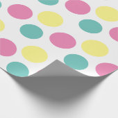 水玉模様モダンピンクイエローアクアパーティー ラッピングペーパー (角)