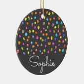 水玉模様モダン水シンプル色クリスマス名 セラミックオーナメント (右)