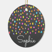 水玉模様モダン水シンプル色クリスマス名 セラミックオーナメント (左)