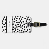 水玉模様モダン白黒シックエレガントカスタム ラゲッジタグ (正面横)