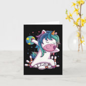 水玉模様ユニコーンボーリング誕生日パーティギフト カード (黄色い花)