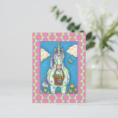 水玉模様ユニコーン及びイースターエッグバスケット、ファンタジー シーズンポストカード (スタンド正面)