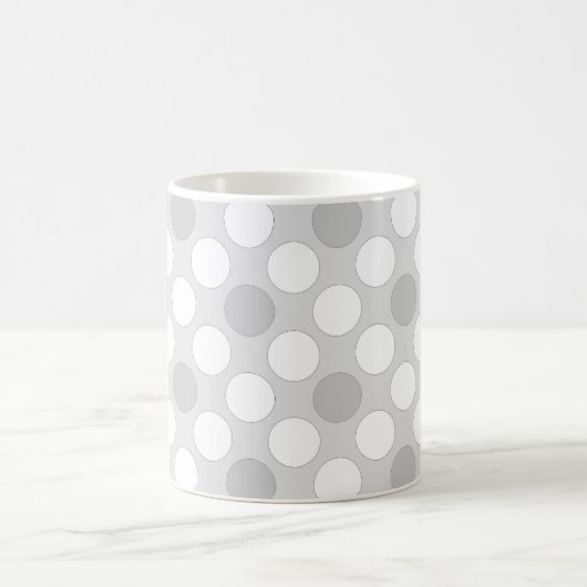 水玉模様ライトグレー流行 コーヒーマグカップ (中央)