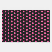 水玉模様ラッピング紙シート（ブラック&ネオンピンク） ラッピングペーパーシート (正面2)