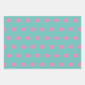 水玉模様ラッピング紙（アクア&ピンク） ラッピングペーパーシート (正面2)