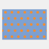 水玉模様ラッピング紙(デニムブルー&オレンジ) ラッピングペーパーシート (正面3)