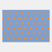 水玉模様ラッピング紙(デニムブルー&オレンジ) ラッピングペーパーシート (正面2)