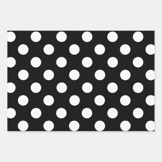 水玉模様ラッピング紙 – 赤と黒の水玉模様 ラッピングペーパーシート (正面2)