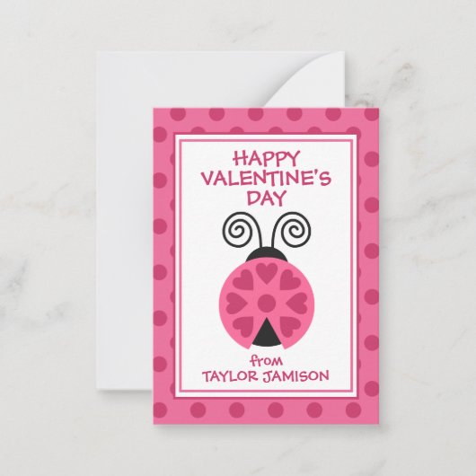 水玉模様ラディバグバレンタイン教室カード ノートカード (正面)