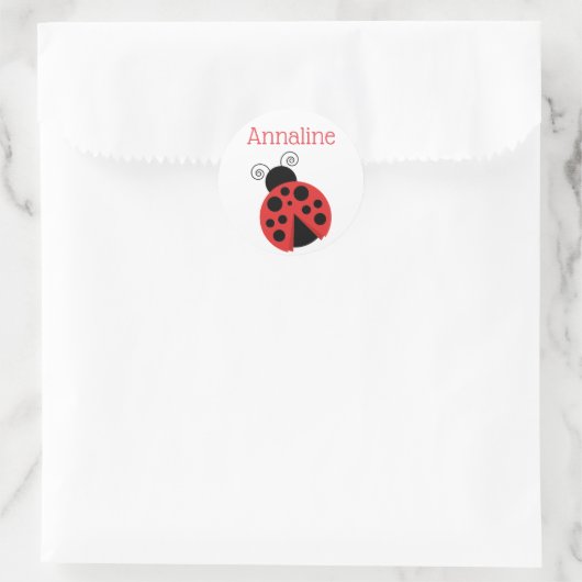 水玉模様ラディバグパーソナライズされたシール ラウンドシール (バッグ)