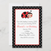 水玉模様ラディバグレッド&ブラックパーティの招待状 招待状 (正面)