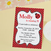 水玉模様ラディバグ誕生日パーティーへの招待 招待状