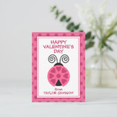 水玉模様ラディバパーソナライズされたグのバレンタインデー ポストカード (スタンド正面)