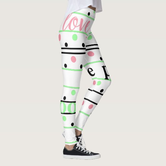 水玉模様ラブモノグラムイニシャル レギンス (右)