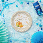 水玉模様リトルカボチャ秋ベビーシャワーフード ペーパープレート (パーティー)