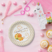 水玉模様リトルカボチャ秋ベビーシャワーフード ペーパープレート (パーティー)