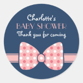 水玉模様リボン蝶ネクタイありがとうステッカー ラウンドシール (正面)