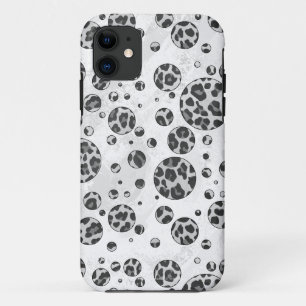 水玉模様レオパードブラックアンドホワイトデザイン iPhone 11 ケース