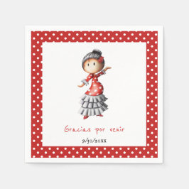 水玉模様レッドスペインの妊娠中セビラナ スタンダードカクテルナプキン