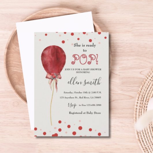 水玉模様レッドバルーン準備完了ポップ・アートの 招待状