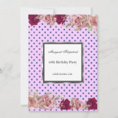 水玉模様レッドピンクローズ誕生日 招待状 (裏面)