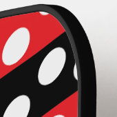 水玉模様レッドブラック水玉模様 ピックルボールラケット (左詳細)