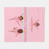 水玉模様レースピンクキッズバレリーナパターン フリースブランケット (正面(横))