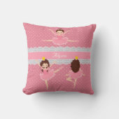 水玉模様レースピンクバレリナパターン クッション (正面)