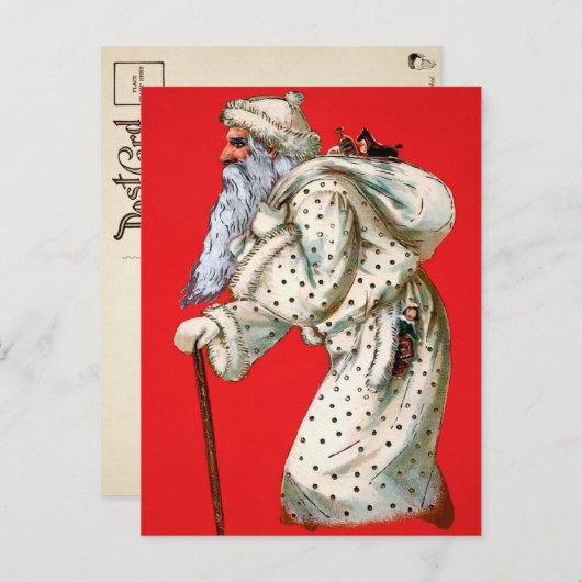水玉模様ロビクトリアンーブサンタポストカード ポストカード (正面/裏面)