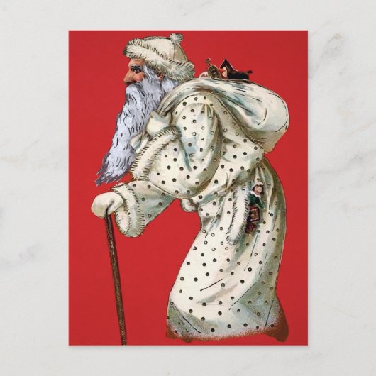水玉模様ロビクトリアンーブサンタポストカード ポストカード (正面)