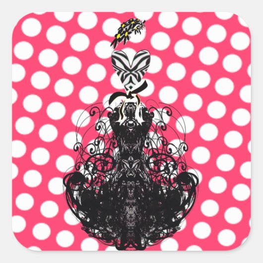 水玉模様ヴィンテージレトロファッションディーバ スクエアシール (正面)