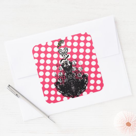 水玉模様ヴィンテージレトロファッションディーバ スクエアシール (封筒)