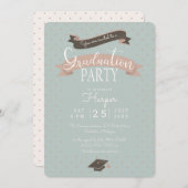 水玉模様ヴィンテージ卒業党 招待状 (正面/裏面)