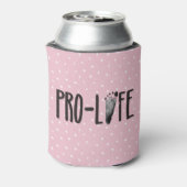 水玉模様上のプロライフベビーのフットプリント 缶クーラー (缶裏面)